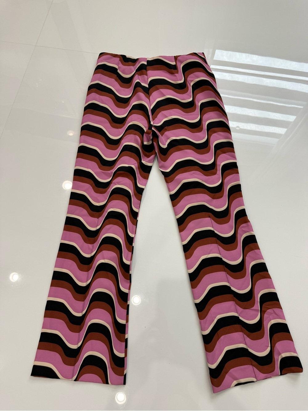 Mango Pink and Black Wave-Print Flared Leggings